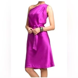 Banana Republic Fuchsia One Shoulder 100% silk Dress